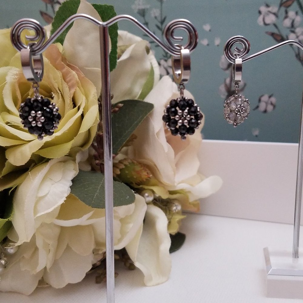 Hinged Huggies Hoop Gemstone and Stainless Steel Earrings, Spinel or Labradorite
